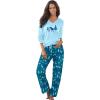 Dreams & Co. Plus Size Cozy Pajama Set(Deep Teal Moose)