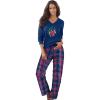 Dreams & Co. Plus Size Cozy Pajama Set(Evening Blue Plaid)