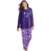 Dreams & Co. Plus Size Cozy Pajama Set(Midnight Violet Winter Floral)