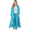 Dreams & Co. Plus Size Long Flannel Robe(Deep Teal Plaid)