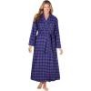Dreams & Co. Plus Size Long Flannel Robe(Plum Burst Plaid)