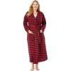 Dreams & Co. Plus Size Long Flannel Robe(Red Buffalo Check)