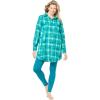 Dreams & Co. Plus Size Plaid PJ Set(Deep Teal Plaid Heart)