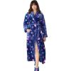 Dreams & Co. Plus Size Plush Wrap Robe(Evening Blue Snowflake)