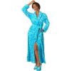 Dreams & Co. Plus Size Plush Wrap Robe(Pale Ocean Animal)