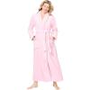 Dreams & Co. Plus Size Plush Wrap Robe(Pink)