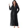 Dreams & Co. Plus Size Plush Zip-Front Robe(Black)