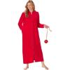 Dreams & Co. Plus Size Plush Zip-Front Robe(Classic Red)