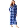 Dreams & Co. Plus Size Plush Zip-Front Robe(French Blue Buffalo Plaid)