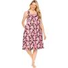 Dreams & Co. Plus Size Print Sleeveless Square Neck Lounger(Black Camellia)