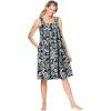 Dreams & Co. Plus Size Print Sleeveless Square Neck Lounger(Black Floral Scroll)