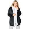 Dreams & Co. Plus Size Sherpa Lined Collar Microfleece Bed Jacket(Black)