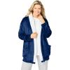 Dreams & Co. Plus Size Sherpa Lined Collar Microfleece Bed Jacket(Evening Blue)