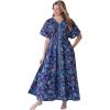 Dreams & Co. Plus Size wrap Lounger(Evening Blue Paisley Floral)