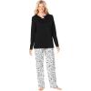 Only Necessities Plus Size Henley PJ Set(Black Ivory)