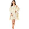 Only Necessities Plus Size Short 2-Piece Cabbage-Rose Peignoir Set(Yellow Floral)