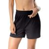 Swim 365 Women’s Plus Size Boxer Swim Short with Built-in Tummy Control Brief(Black)