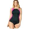 Swim 365 Women’s Plus Size Colorblock One-Piece Swimsuit with Shelf Bra(Black Fuchsia)