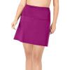 Swim 365 Women’s Plus Size High-Waisted Swim Skirt with Built-in Tummy Control Brief(Fuchsia)