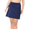 Swim 365 Women’s Plus Size High-Waisted Swim Skirt with Built-in Tummy Control Brief(Navy)