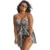 Swim 365 Women’s Plus Size Mesh-Draped Swimsuit(Gold Black Foil)