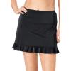 Swim 365 Women’s Plus Size Ruffle-Trim Swim Skirt with Built-in Tummy Control Brief(Black)