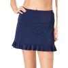Swim 365 Women’s Plus Size Ruffle-Trim Swim Skirt with Built-in Tummy Control Brief(Navy)