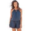 Swimsuits For All Swim 365 Women’s Plus Size High-Neck Swim Romper(Navy)