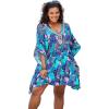 Swimsuits For All Swim 365 Women’s Plus Size Jeweled Caftan(Blue Tropical Floral)