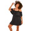 Swimsuits For All Swim 365 Women’s Plus Size Laser-Cut Off-The-Shoulder Swim Dress(Black)
