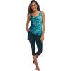 Swimsuits For All Swim 365 Women’s Plus Size Longer-Length Scoop Neck Tankini Top(Multi Sunburst)
