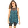 Swimsuits For All Swim 365 Women’s Plus Size Mesh-Inset Longer Length Tankini Top(Multi Dot)