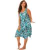Swimsuits For All Swim 365 Women’s Plus Size Sharktail Beach Cover Up(Teal Blue Butterfly)