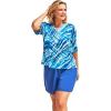 Swimsuits For All Swim 365 Women’s Plus Size Three-Quarter Sleeve Swim Tee(Dream Blue Tie Dye)