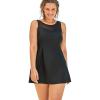 Swimsuits For All Women’s Mesh High Neck Swimdress (Plus(Black)