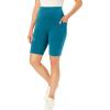 Woman Within Plus Size Stretch Cotton Pocket Bike Short(Deep Teal)