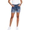 ellos Plus Size Frayed Cuff Hem Shorts(Medium Blue Distressed)