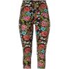 ellos Plus Size Knit Capri Leggings(Black Multi Floral Print)