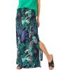 ellos Plus Size Knit Maxi Skirt(Black Tropical Print)