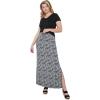 ellos Plus Size Knit Maxi Skirt(Black White Floral)