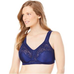 Comfort Choice Women’s Plus Size Easy Enhancer Wireless Bra(Evening Blue)