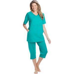 Dreams & Co. Plus Size Capri Lounge Set