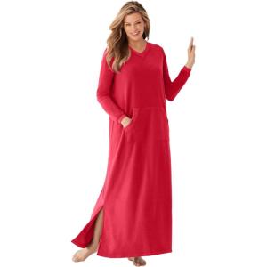 Dreams & Co. Plus Size Long Sherpa Lounger(Classic Red)
