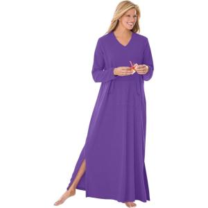 Dreams & Co. Plus Size Long Sherpa Lounger(Plum Burst)