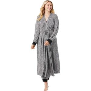 Dreams & Co. Plus Size Marled Long Duster Robe(Heather Charcoal Marled)