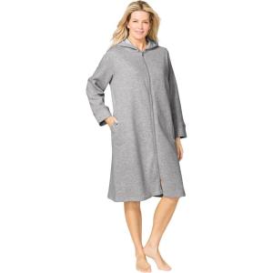 Dreams & Co. Plus Size Short Hooded Sweatshirt Robe(Heather Grey)