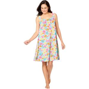 Dreams & Co. Plus Size Sleeveless Terry Lounger(White Multi Floral)