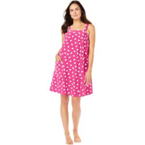 Dreams & Co. Plus Size Velour Towel Wrap(Raspberry Sorbet Hearts)
