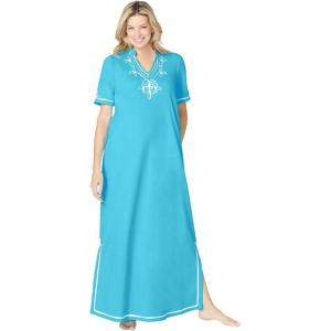 Only Necessities Plus Size Embellished Knit Lounger(Caribbean Blue)