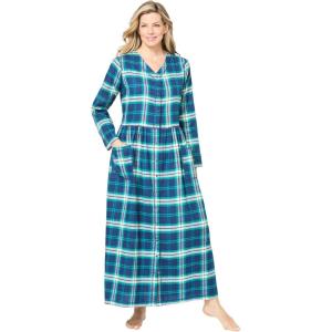 Only Necessities Plus Size Flannel Plaid Lounger(Evening Blue Plaid)